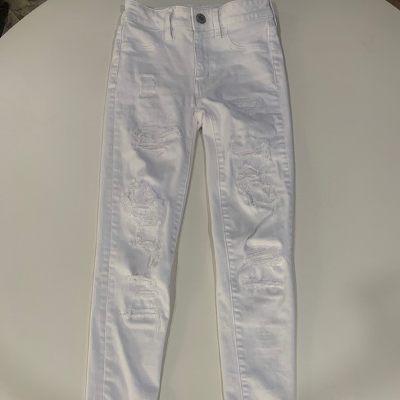Ripped White American Eagle Skinny Jeans - Picture 1 of 6